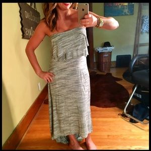 Gray Maxi Strapless Dress
